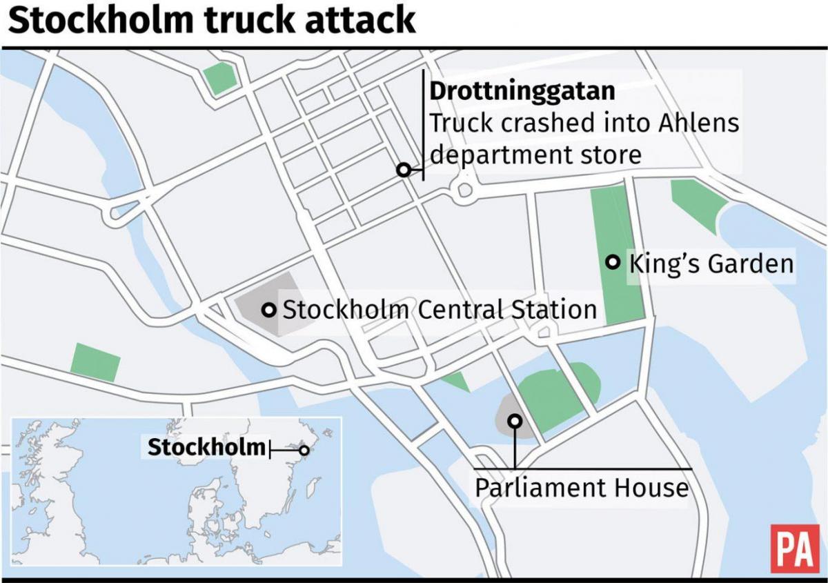 mapa drottninggatan Stokholmu