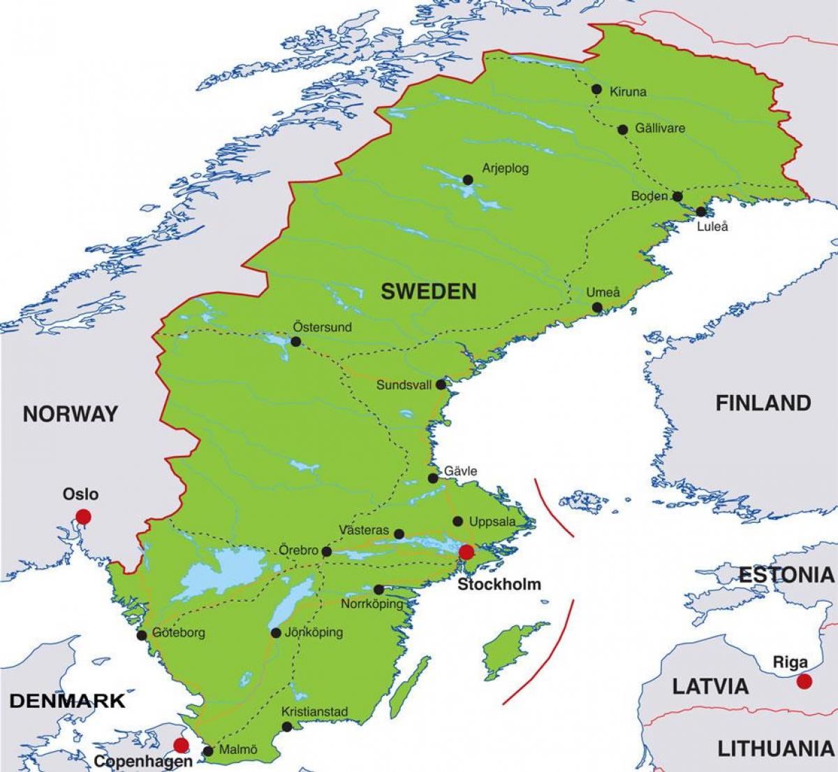 glavni grad Švedske mapu