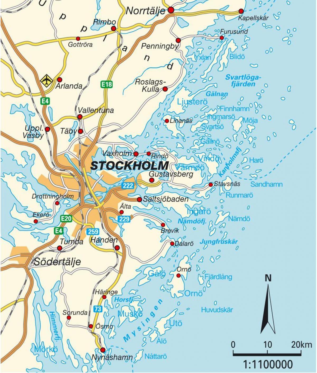 Stokholmu Švedskoj mapu grada