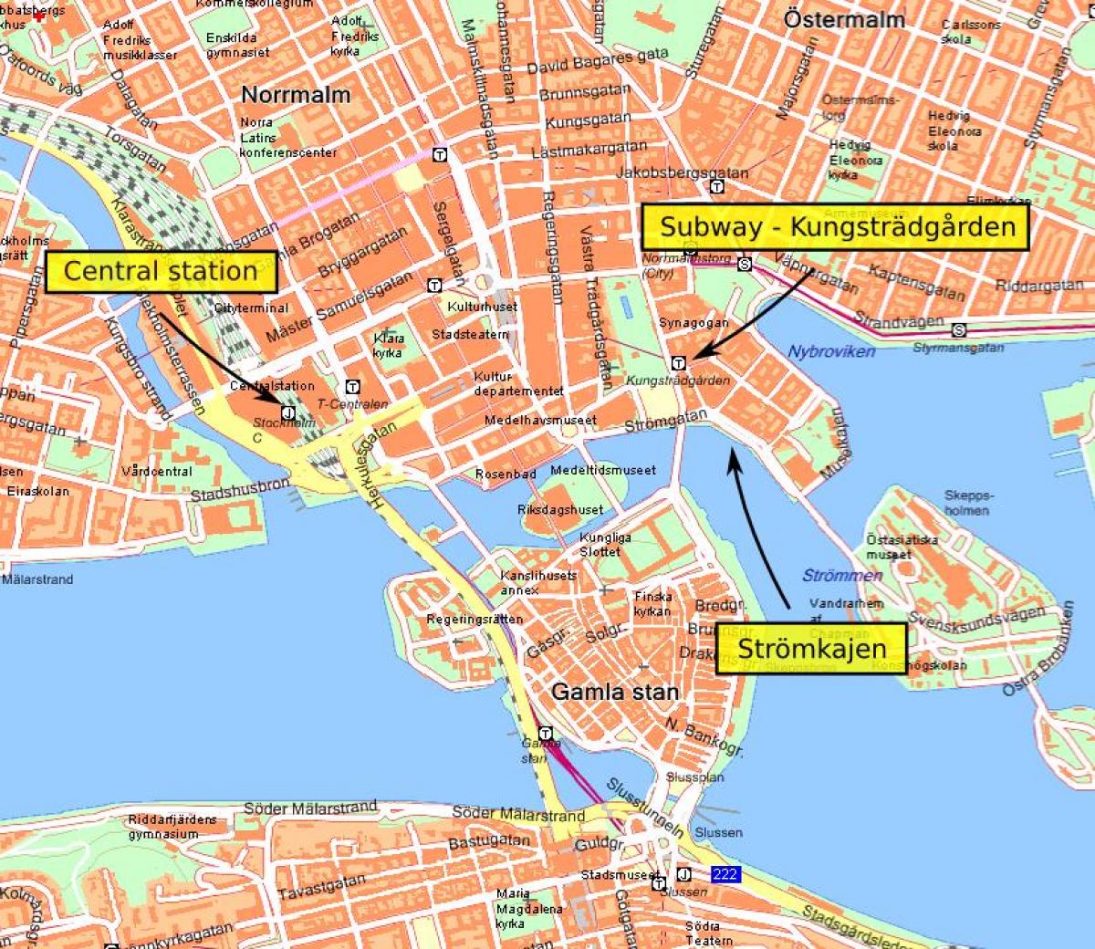 Stokholmu central mapu