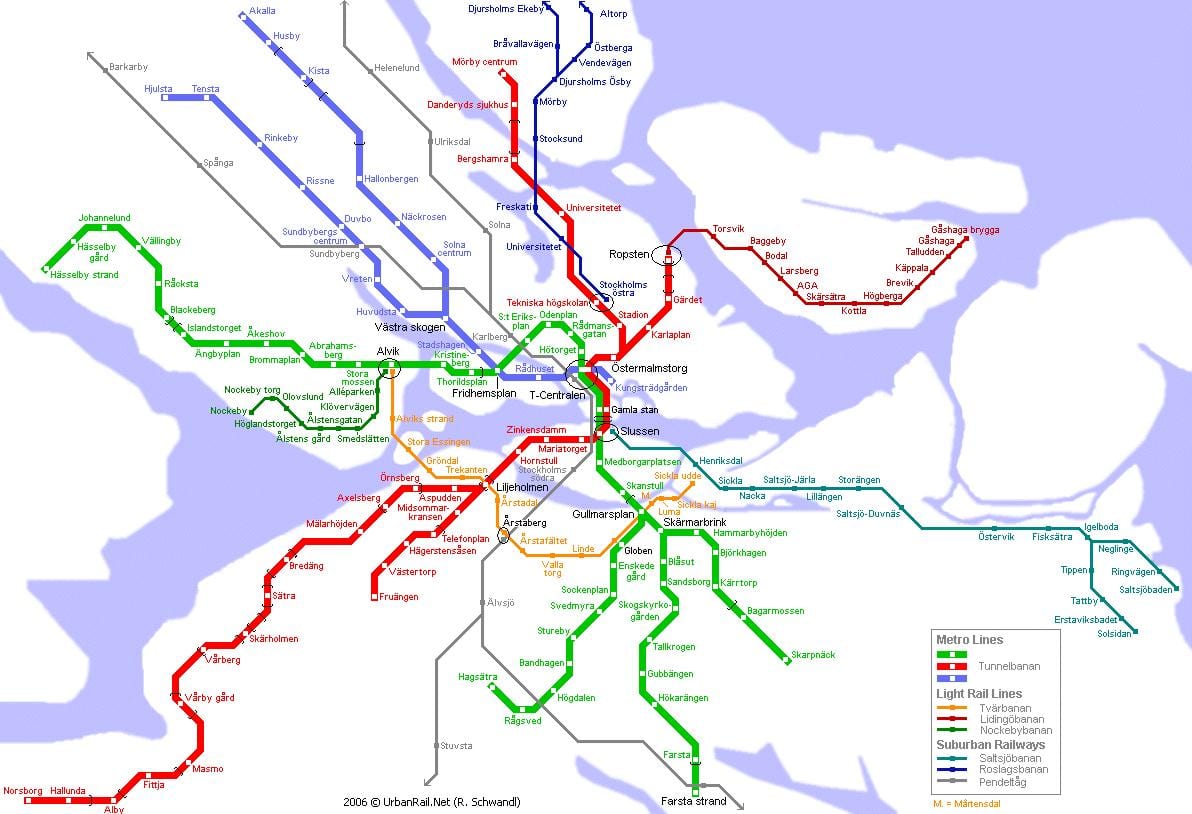 mapa pendeltåg mapu Stokholmu
