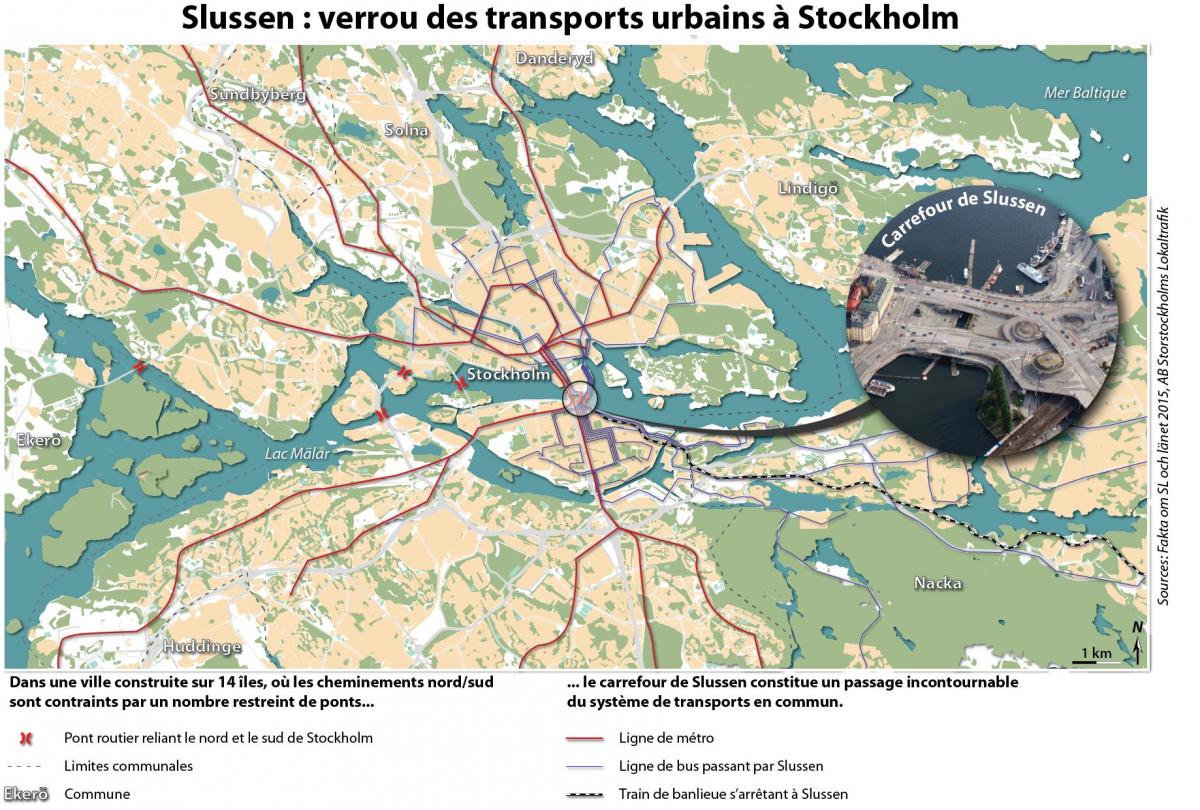 mapa slussen Stokholmu