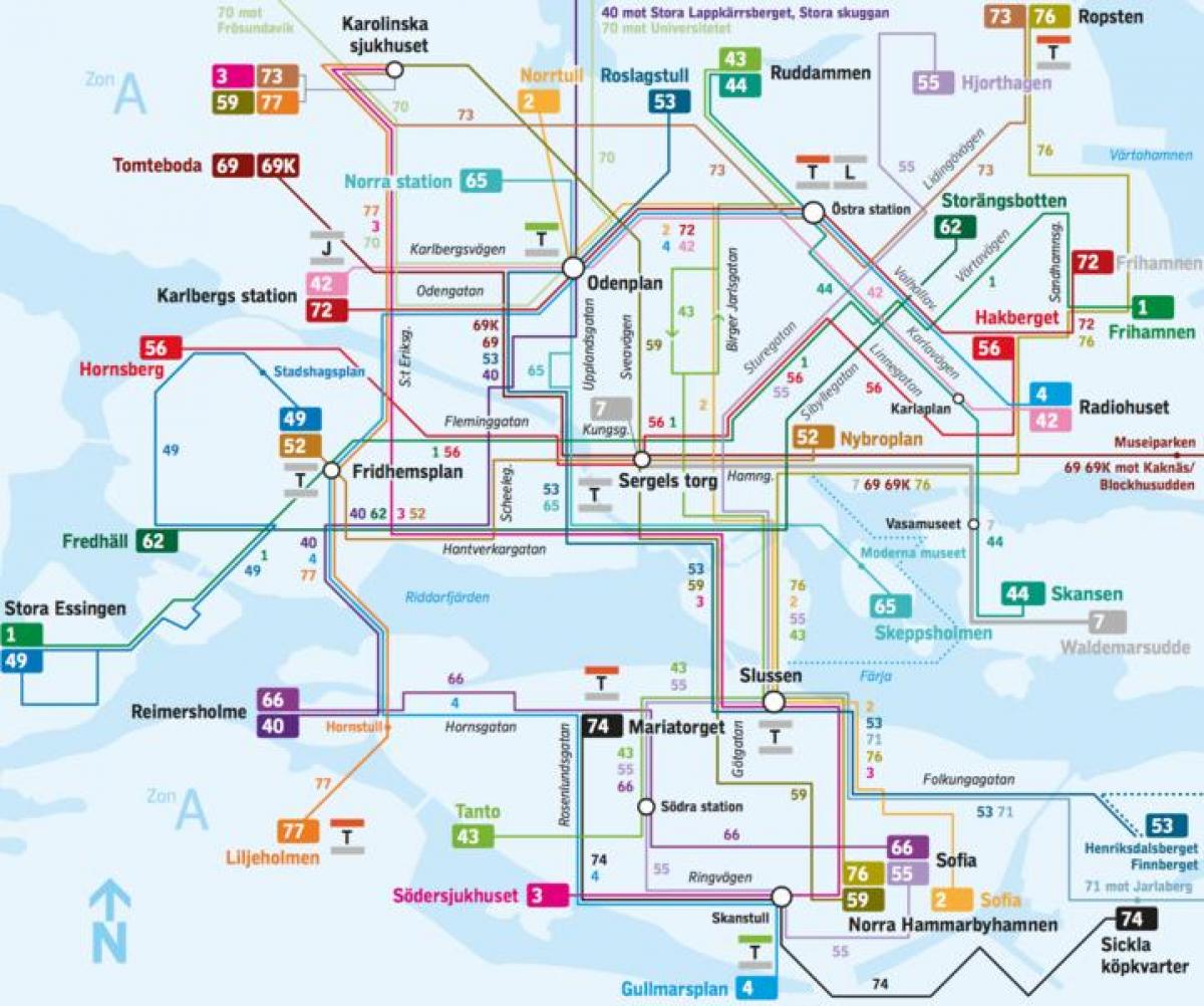 Stokholmu autobusne linije mapu