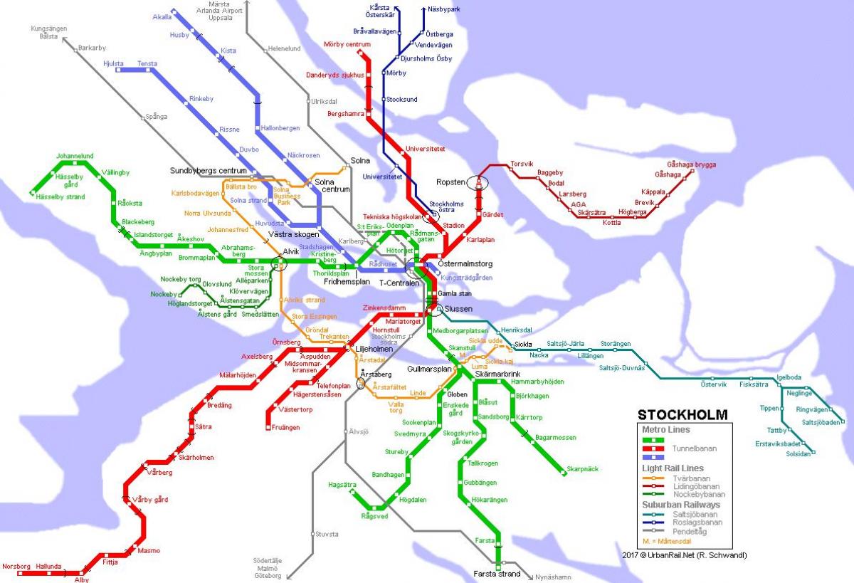 mapa metroa Stokholmu
