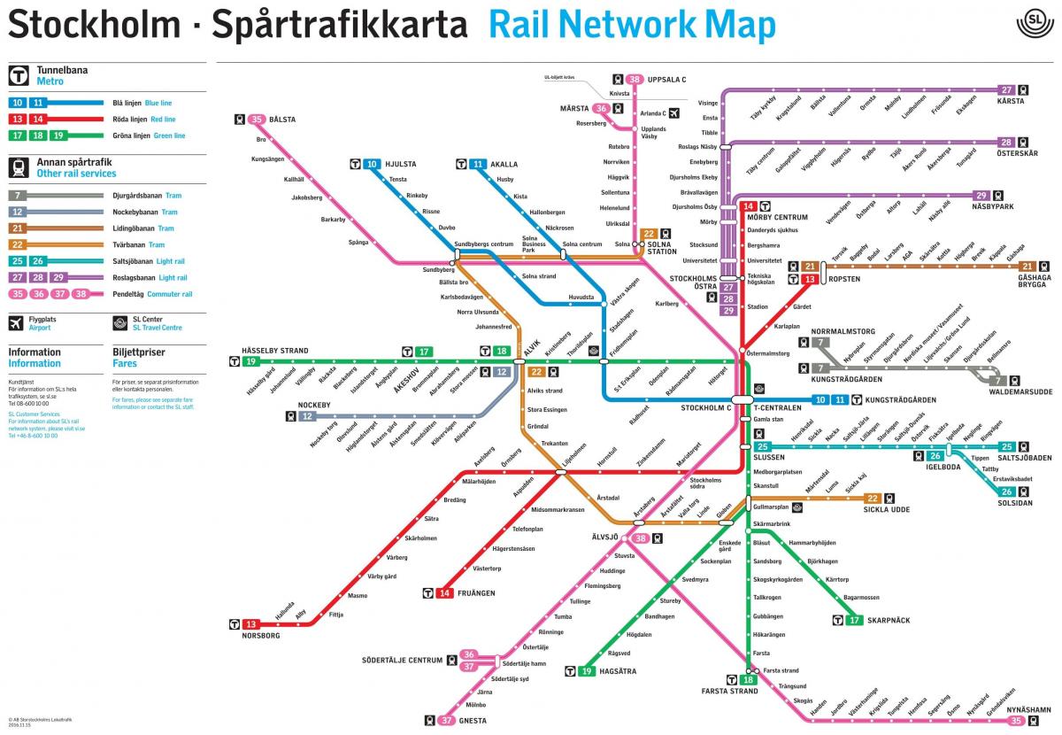 Stokholmu Švedskoj metro mapu