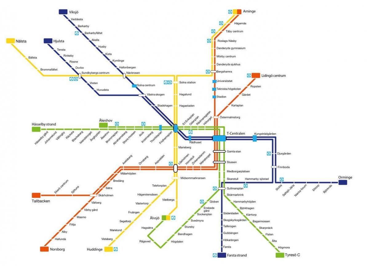 mapa Stokholmu metro art