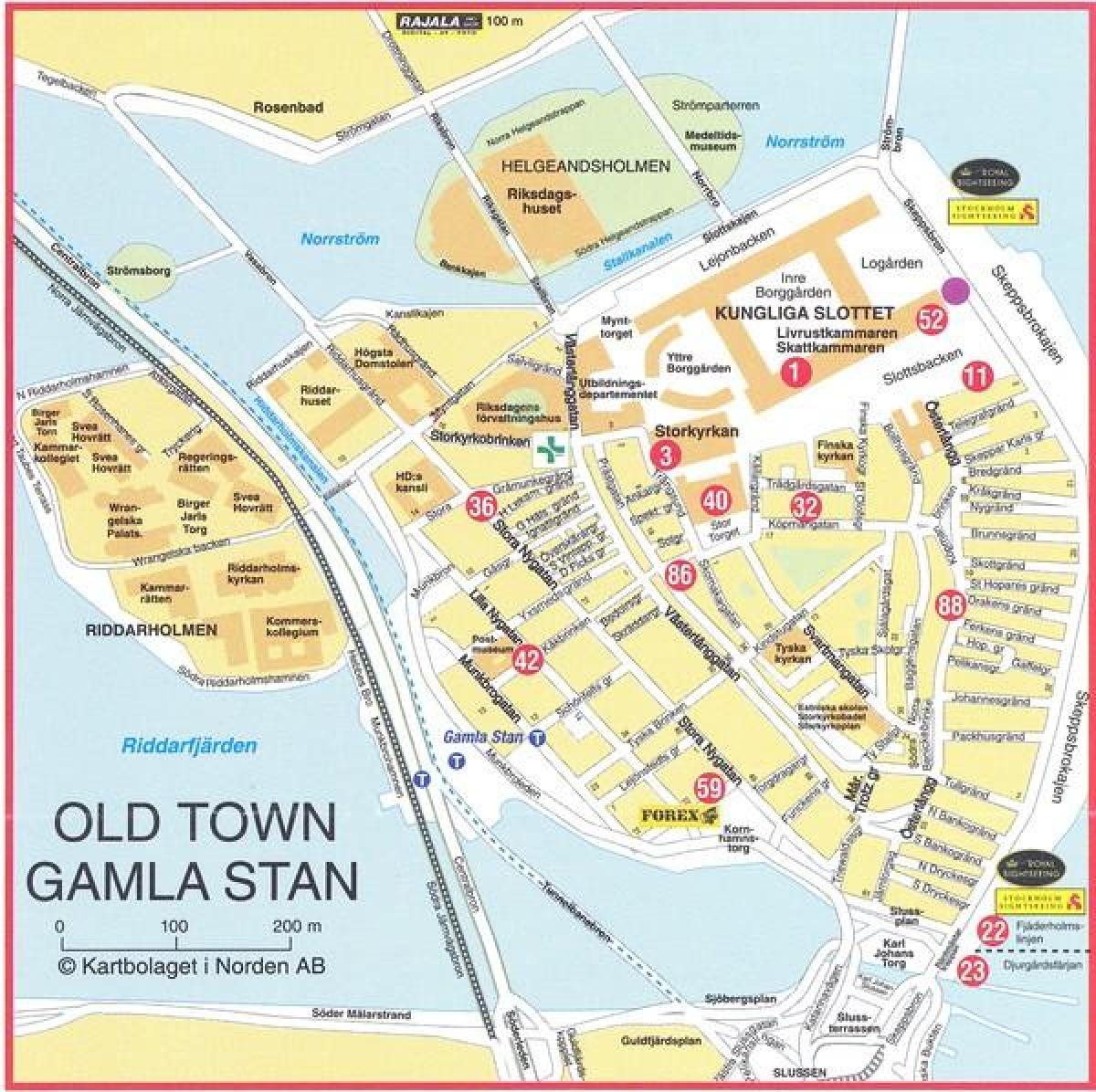 karta je stara grada Stokholmu Švedskoj