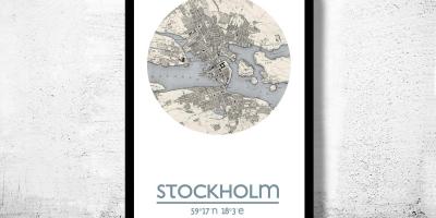 Mapa Stokholmu mapu poster