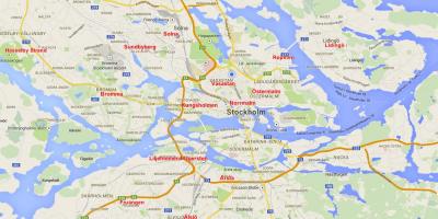 Mapa Stokholmu naseljima